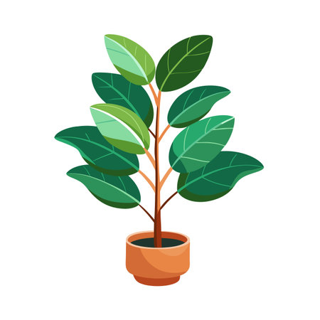 Vibrant potted houseplant against white backdrop in vector styleのイラスト素材