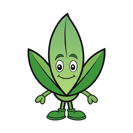 Happy Leaf Character, Nature, Vector illustration, Design elementsのイラスト素材