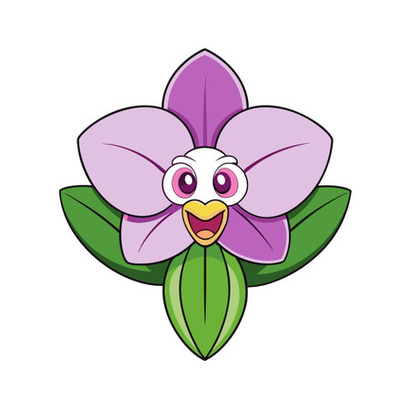 Funny cartoon flower with bird face in the middleのイラスト素材