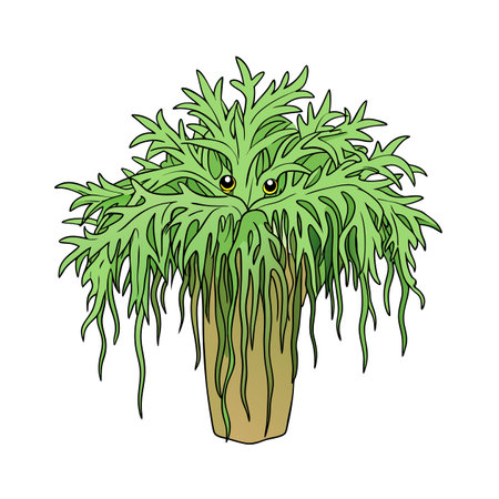 Cartoon plant with eyes isolated on a white backgroundのイラスト素材