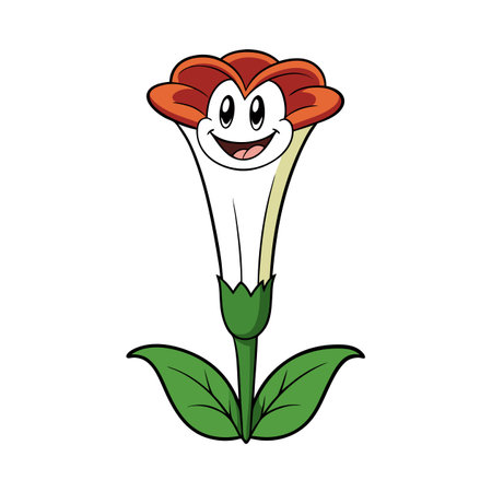 Smiling cartoon flower with cheerful expression and vibrant colorsのイラスト素材