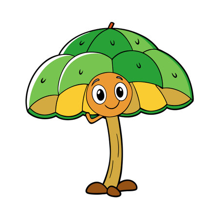 Whimsical cartoon character resembling a plant with happy faceのイラスト素材