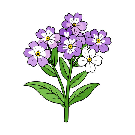 Colorful cartoon flowers bouquet on white background illustration artのイラスト素材