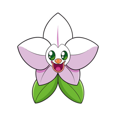 Cute cartoon flower character with joyful facial expressionのイラスト素材