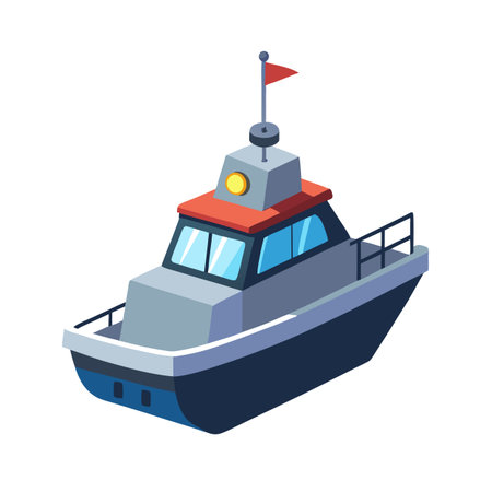 Stylized isometric vector illustration of a small modern boatのイラスト素材
