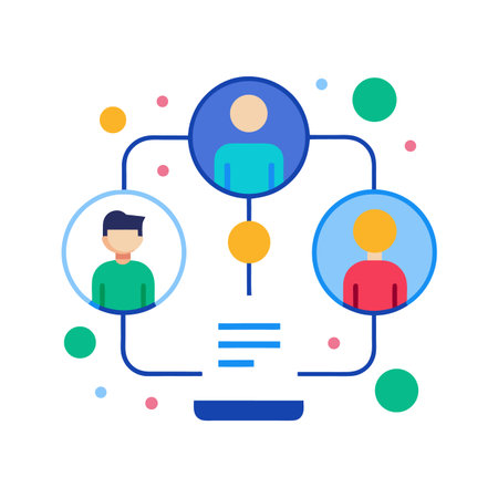 Flat illustration of connected people in network communicationのイラスト素材