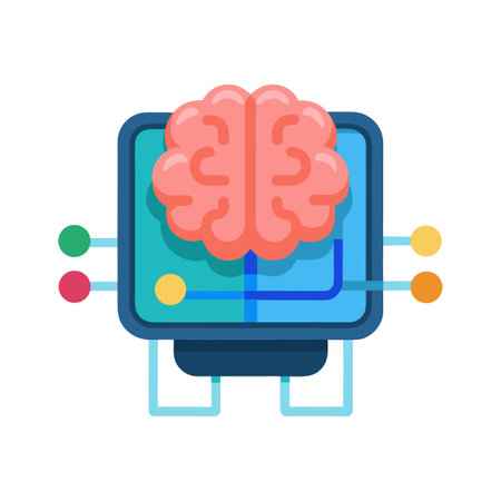 Artificial intelligence brain on a screen, network connectionのイラスト素材