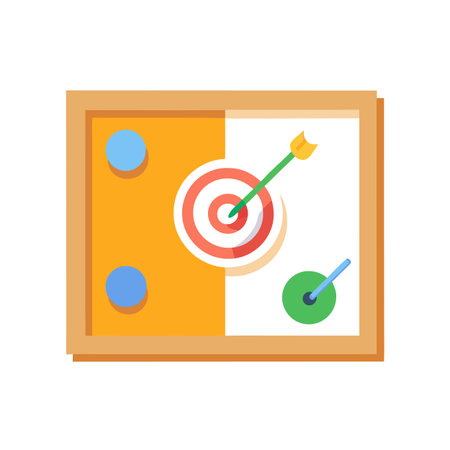 Flat style target board with one bullseye and dartsのイラスト素材