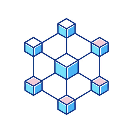 Interconnected Cubes Graphic Displaying a Network or Data Structureのイラスト素材