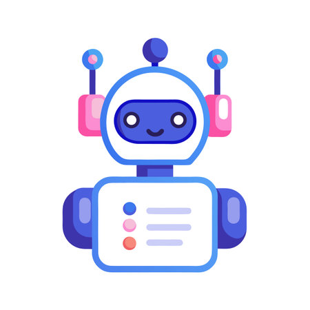 Cute AI robot icon with simple design and smileのイラスト素材