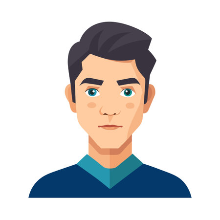Young man portrait illustration with minimalist geometric styleのイラスト素材