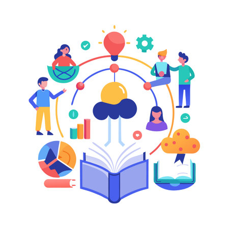 Colorful Flat Illustration of Business Strategy and Teamwork Conceptのイラスト素材