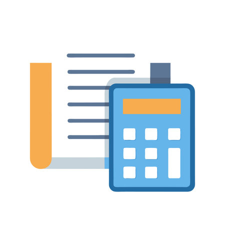 Calculator with document and numbers flat vector illustrationのイラスト素材