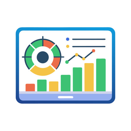 Colorful infographic dashboard display screen for data presentationのイラスト素材