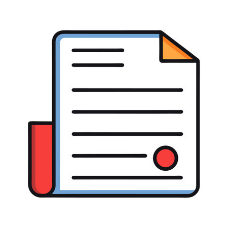 Stylized document icon with seal and curled edge detailのイラスト素材