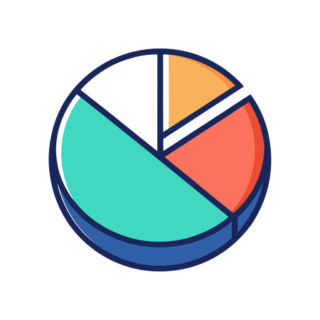 Colorful pie chart illustration showing data percentages representationのイラスト素材