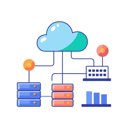 Colorful cloud computing and network server connection diagramのイラスト素材