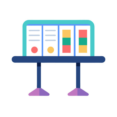 Flat illustration of presentation board with chart and reportsのイラスト素材