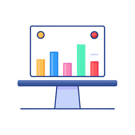 Modern computer screen showing statistical data and financial chartsのイラスト素材