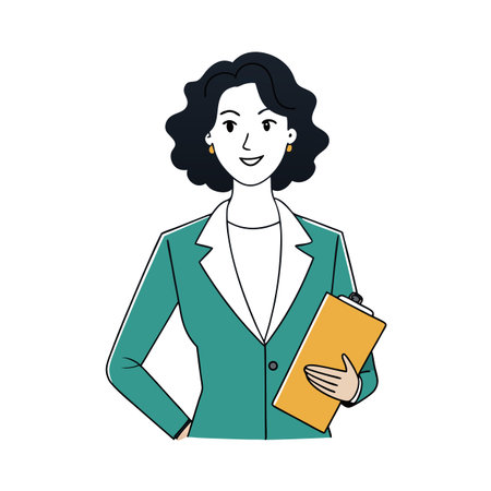 Businesswoman holding a clipboard in flat modern illustration styleのイラスト素材