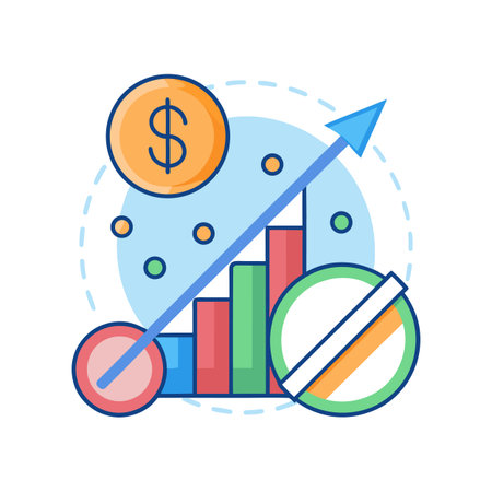 Financial growth chart illustrating investment gains and risk aversionのイラスト素材