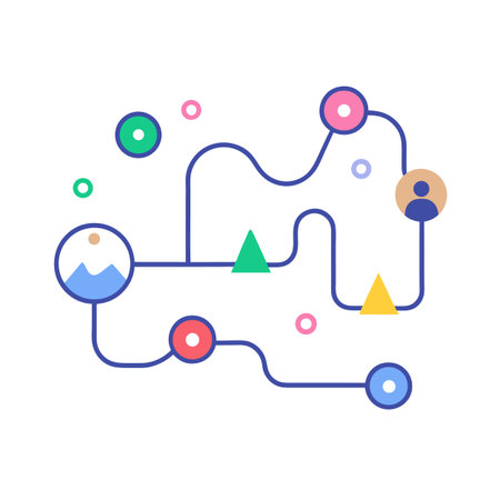 Creative path illustration with geometric shapes and user iconのイラスト素材