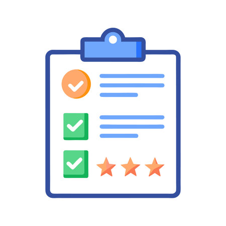 Clipboard with checklist and star rating representation graphicsのイラスト素材
