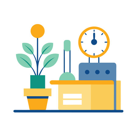 Plant and Machine: Modern workplace and manufacturing automation conceptのイラスト素材