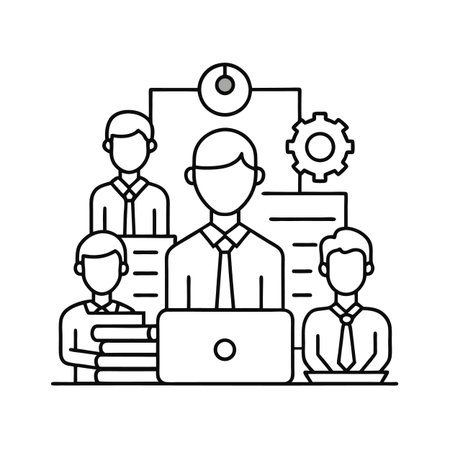 Teamwork and technology concept in flat illustration styleのイラスト素材