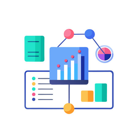 Data visualization and analytics platform showcasing information flowのイラスト素材