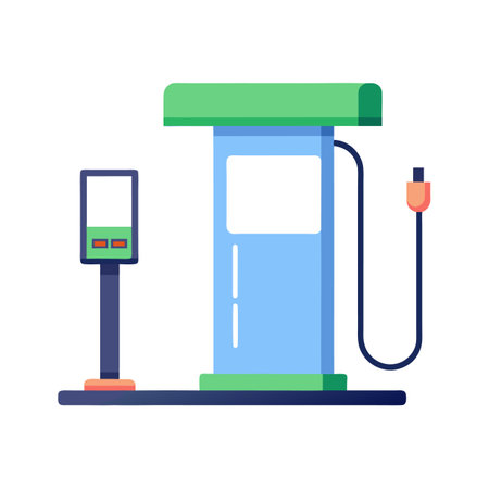 Electric Vehicle charging station illustration in flat style designのイラスト素材