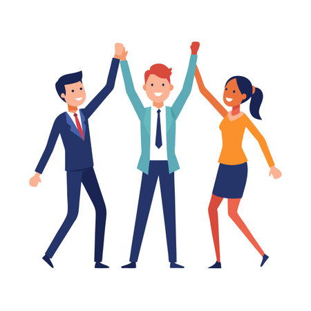 Diverse team celebrating success with a high five gestureのイラスト素材