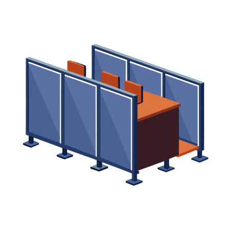 Isometric view of office cubicles featuring desks and partitionsのイラスト素材