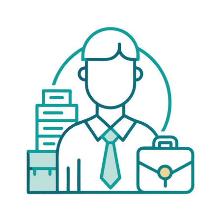Minimalist business person icon with briefcase and file cabinetのイラスト素材