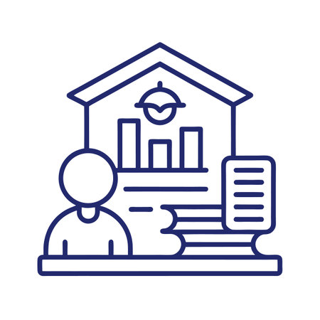 Financial advisor consulting on investments and market performance iconのイラスト素材