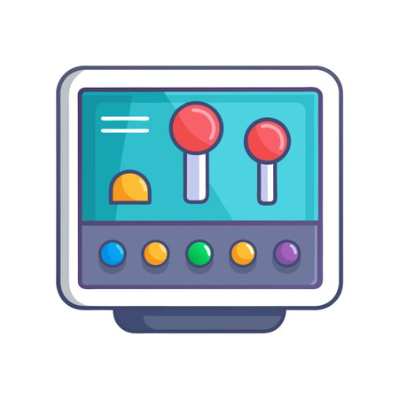 Vector flat illustration of arcade game machine display panelのイラスト素材