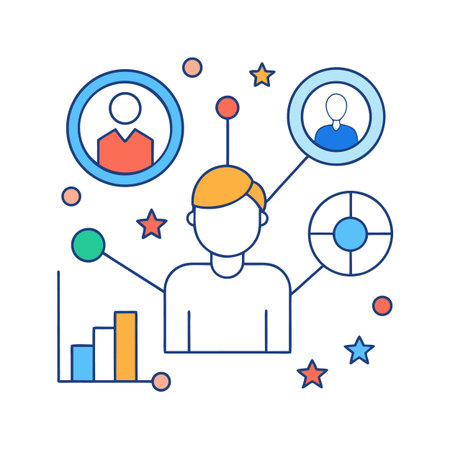 Modern icon of network analytics and human connections conceptのイラスト素材