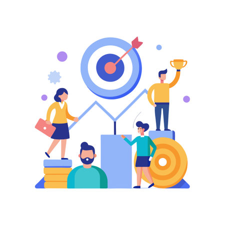 Team Achieves Target, Business Growth Concept in a Flat Styleのイラスト素材