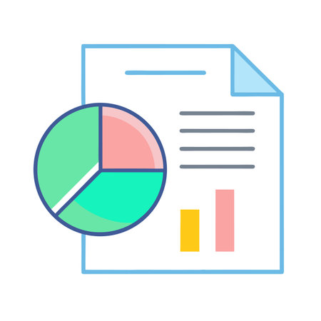 Business report with graph pie chart and bar graphsのイラスト素材