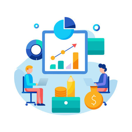 Business strategy and growth data analysis with visual representationのイラスト素材