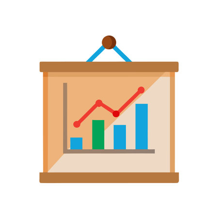 Flat style chart board with growth bar graph diagramのイラスト素材
