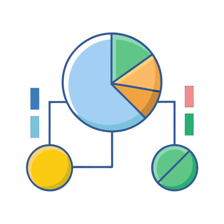 Pie chart infographic linked to circular diagram variationsのイラスト素材