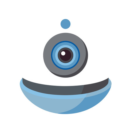 Simple whimsical flat illustration of a friendly robot headのイラスト素材