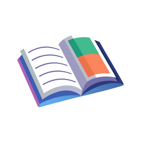Open book graphic illustration with modern color blocks insideのイラスト素材