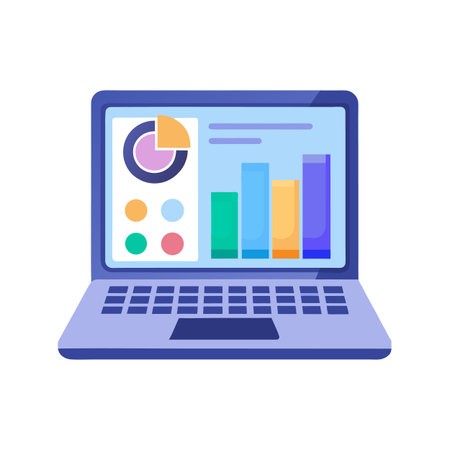 Laptop showcasing charts for data analysis and visualizationのイラスト素材
