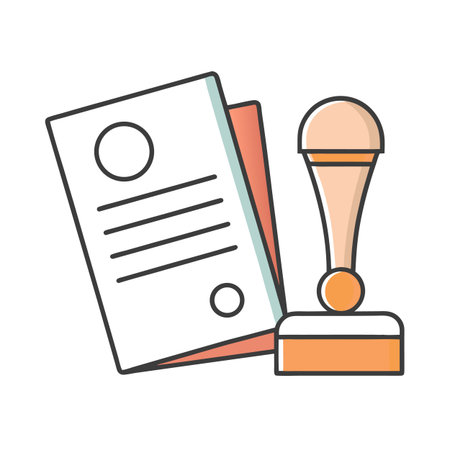 Approved document with a stamp, symbol of agreementのイラスト素材