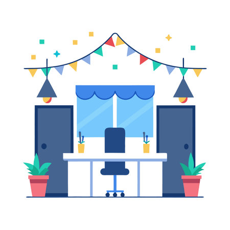 Festive Office Decor: Celebrating Business Milestones and Achievementsのイラスト素材