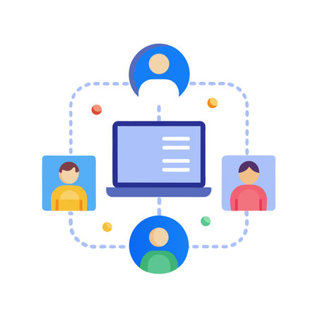 Online communication concept shows teamwork and business collaborationのイラスト素材