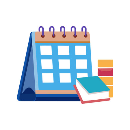 Calendar, books, and time management flat illustration for educationのイラスト素材