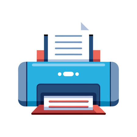 Stylized Blue Printer with Paper and Ink Illustrationのイラスト素材